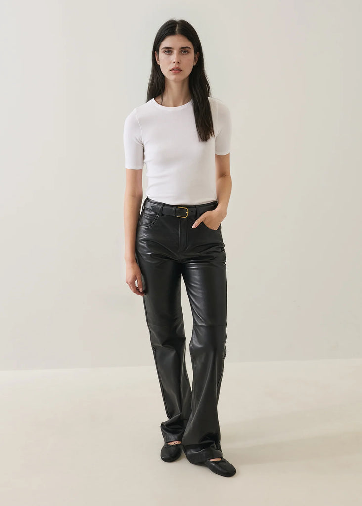 Pima Cotton Stretch Ribbed T-Shirt in White