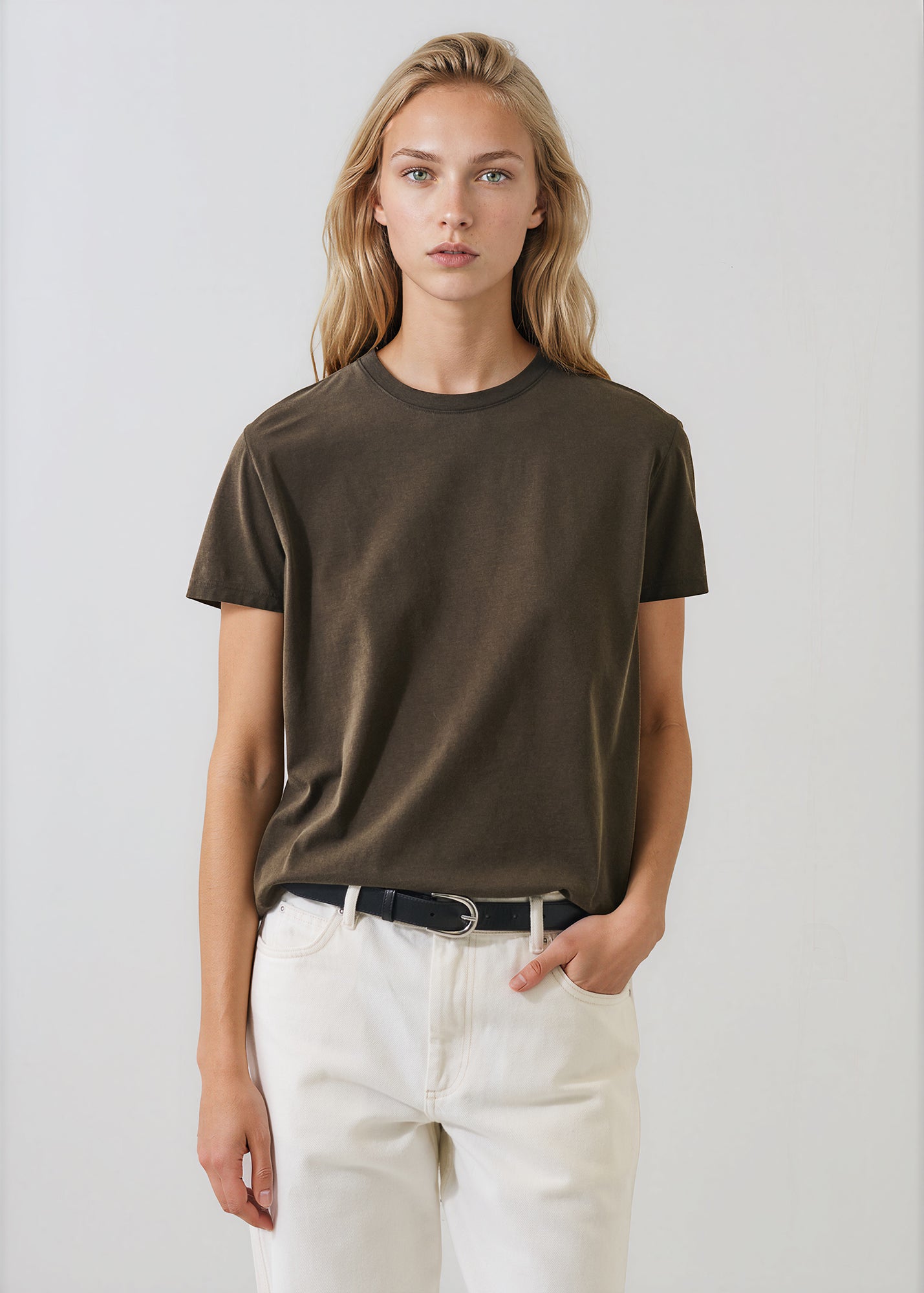Short Sleeve Organic Cotton Boyfriend Kroma Crew in Kombu