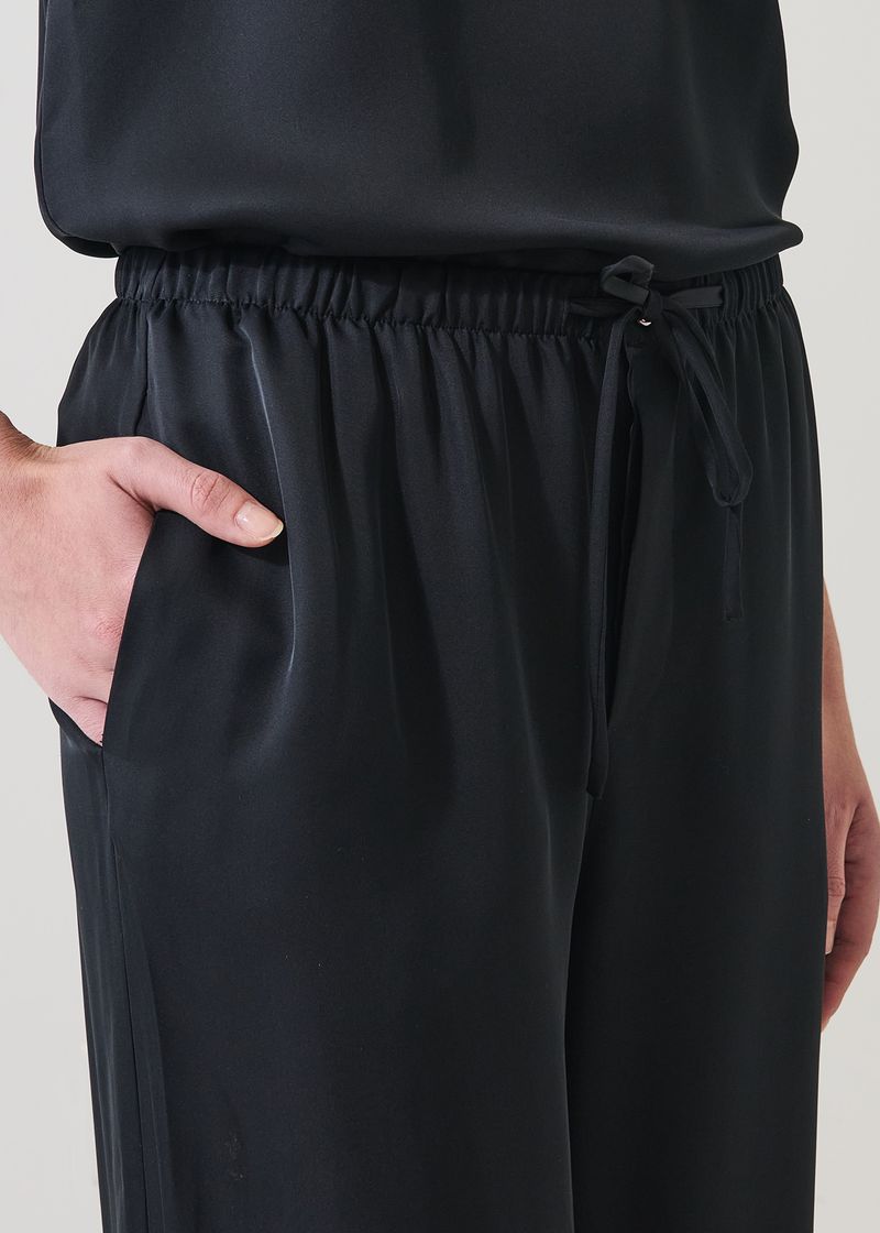 Silk Drawstring Pant in Black