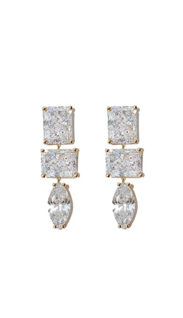 Pedro Earrings in Gold and Clear Crystals