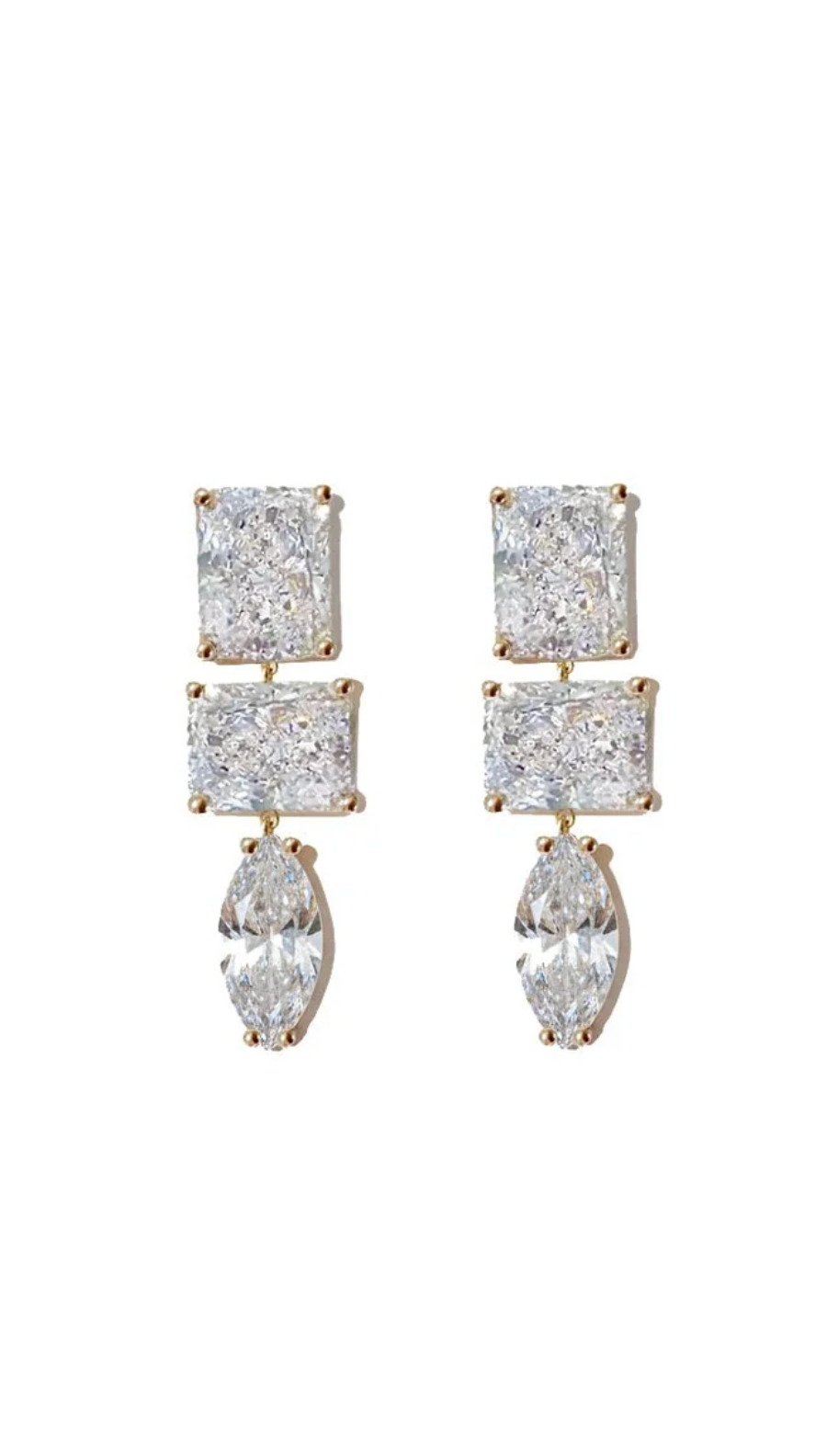 Pedro Earrings in Gold and Clear Crystals