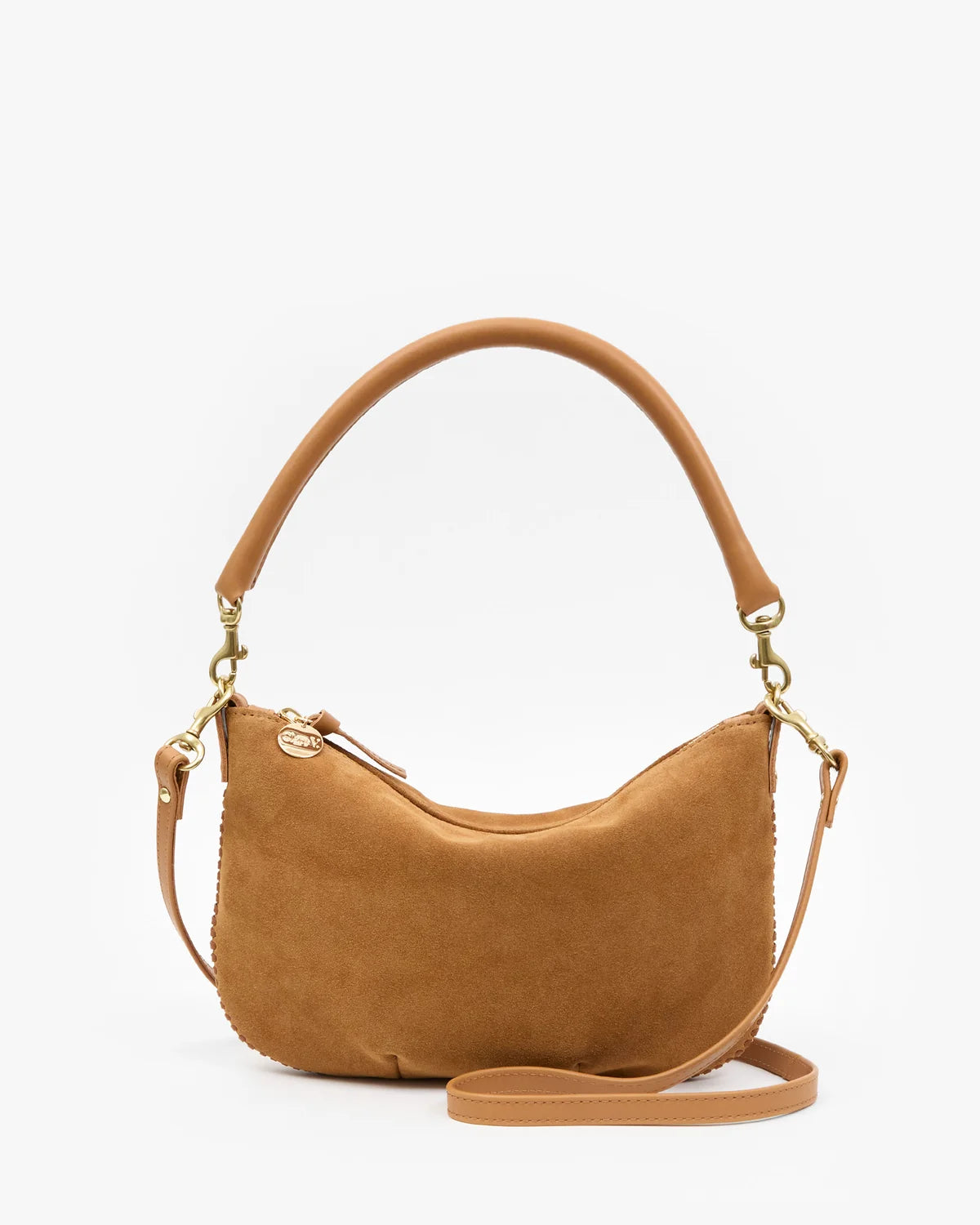 Petit Moyen Messenger in Caramel Suede w/ Whipstitch