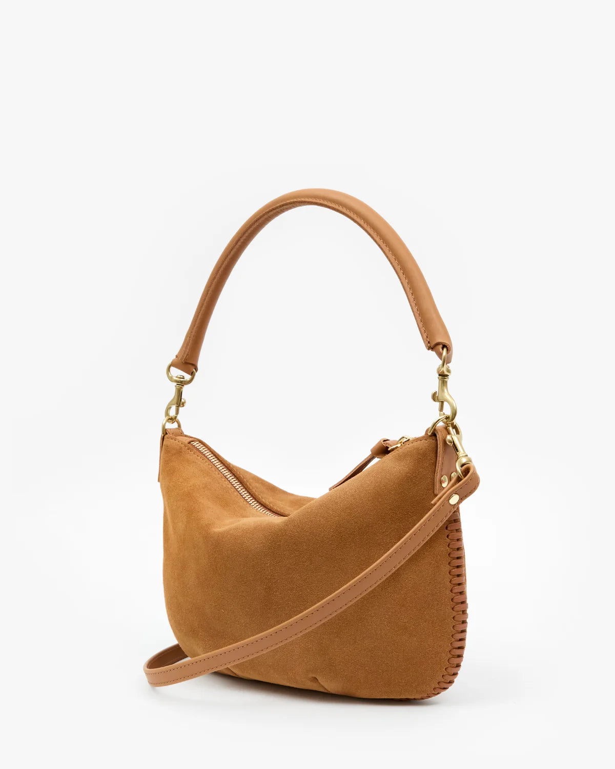Petit Moyen Messenger in Caramel Suede w/ Whipstitch