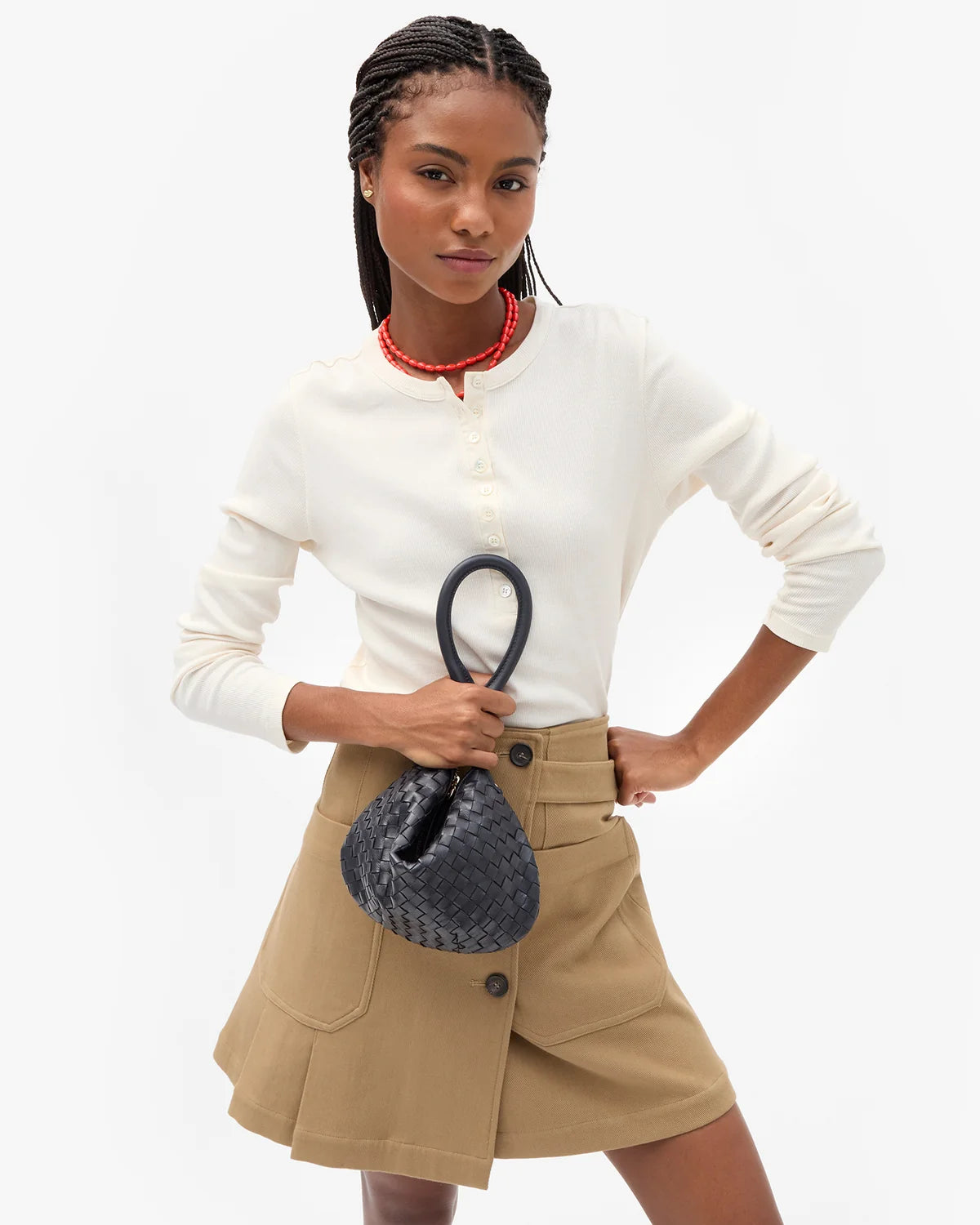 Petit Moyen Messenger in Twilight Navy Diagonal Woven