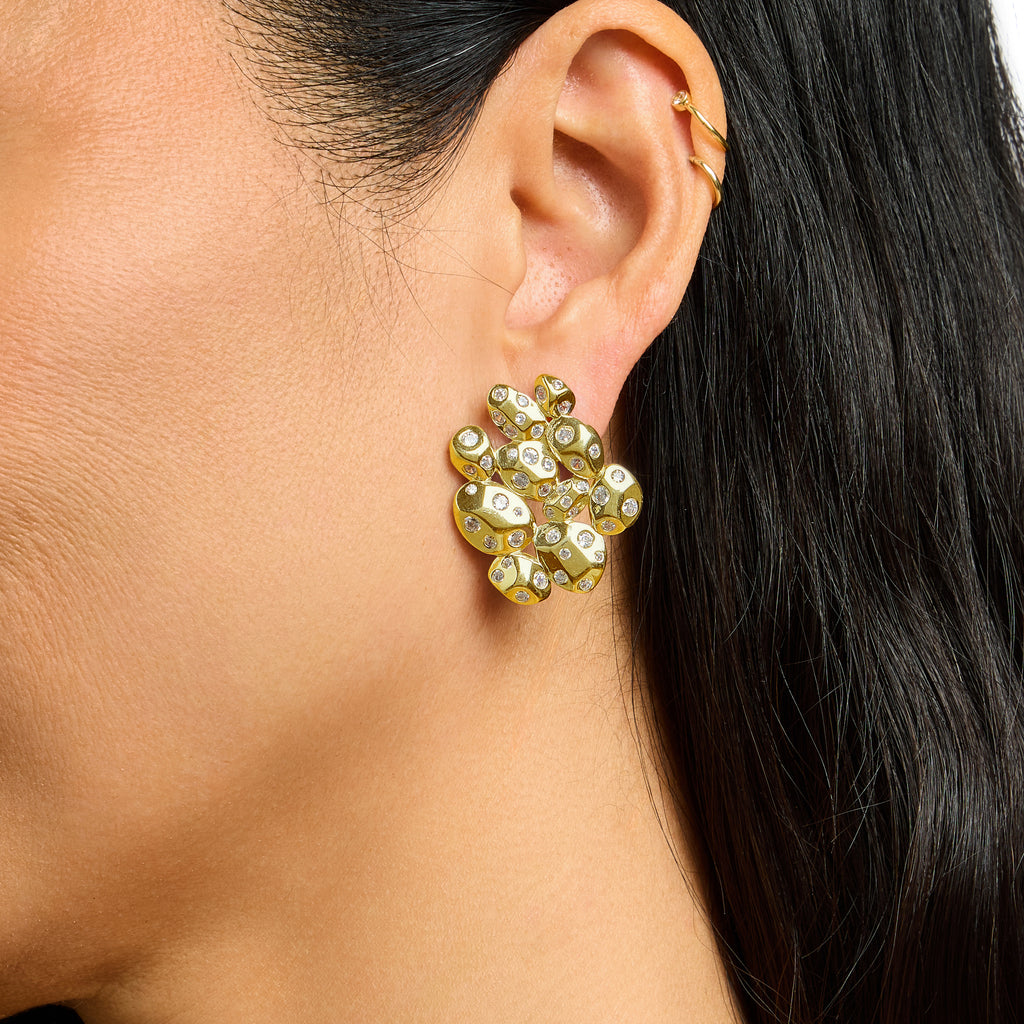 Picasso Earrings in Gold and Clear Crystals