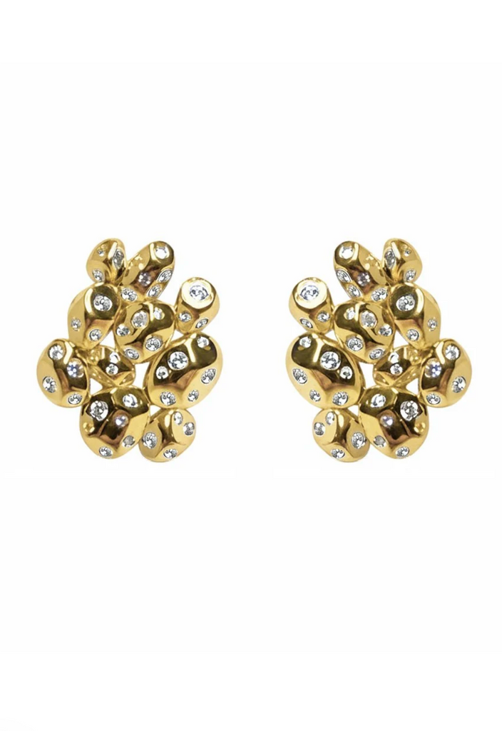 Picasso Earrings in Gold and Clear Crystals
