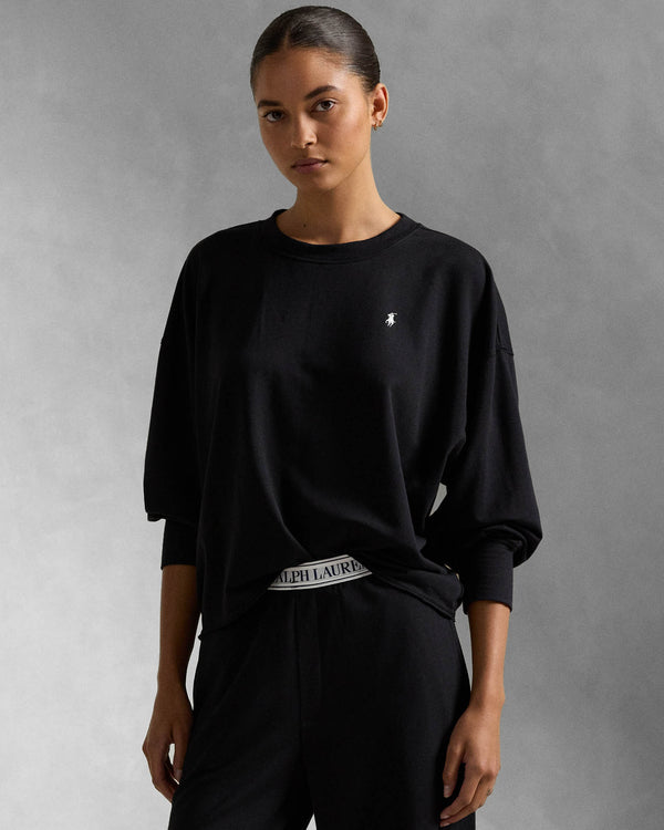 Crewneck Wide Leg Pant Set in Black