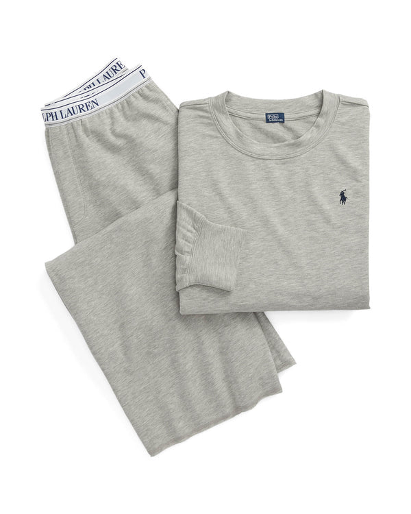 Crewneck Wide Leg Pant Set in Heather Grey