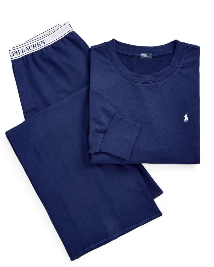 Crewneck Wide Leg Pant Set in Navy