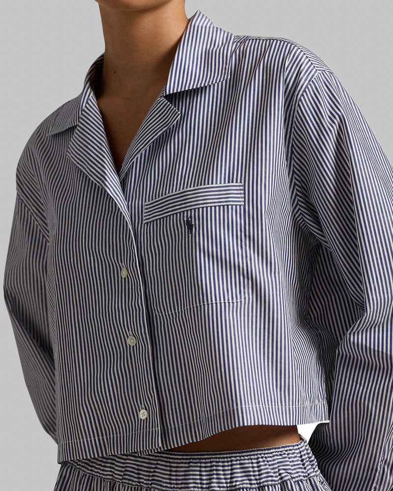 Crop Boxer PJ Set in White Cloud/Beacon Blue