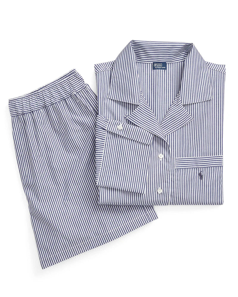 Crop Boxer PJ Set in White Cloud/Beacon Blue