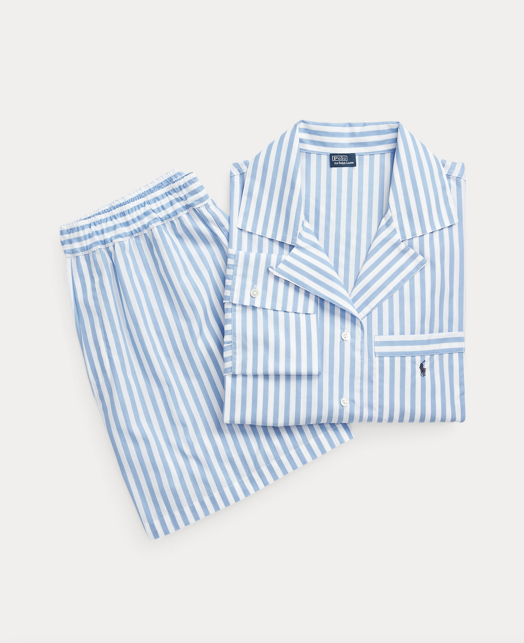 Crop Boxer PJ Set in White Cloud/Hydrangea