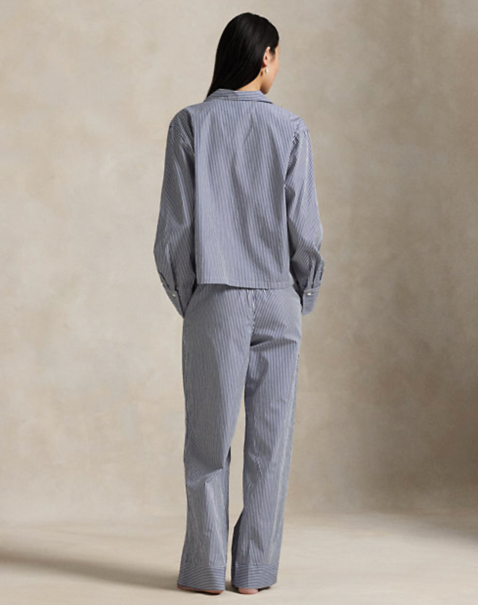 Long Sleeve PJ Set in White Cloud/Beacon Blue