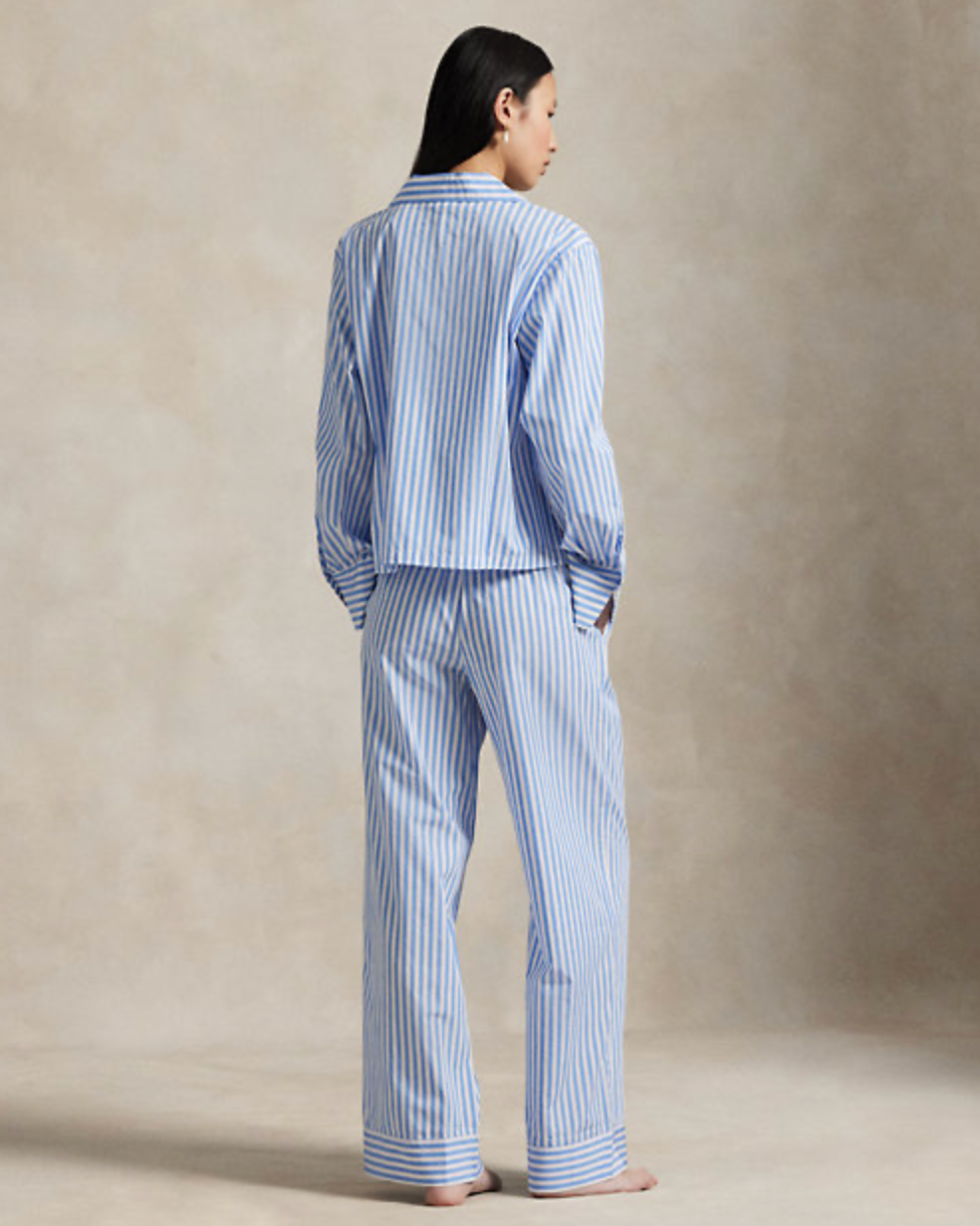 Long Sleeve PJ Set in White Cloud/Hydrangea