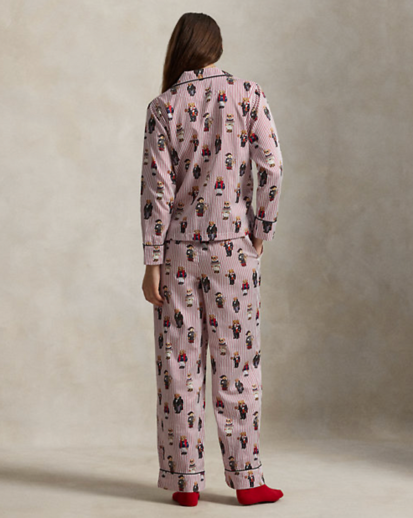Polo Bear Cotton Sateen Pajama Set in Bear Red