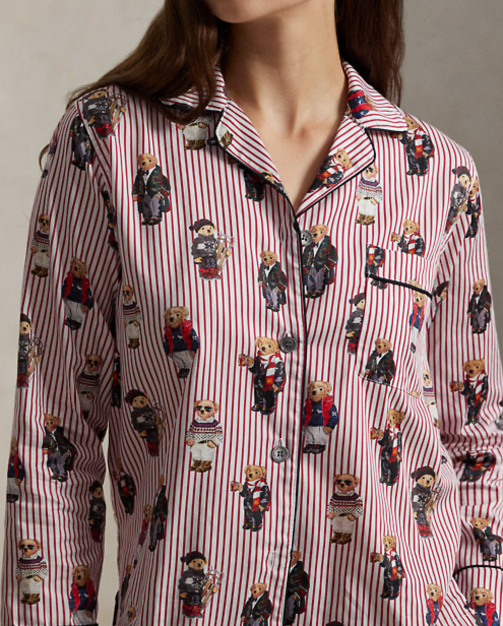 Polo Bear Cotton Sateen Pajama Set in Bear Red