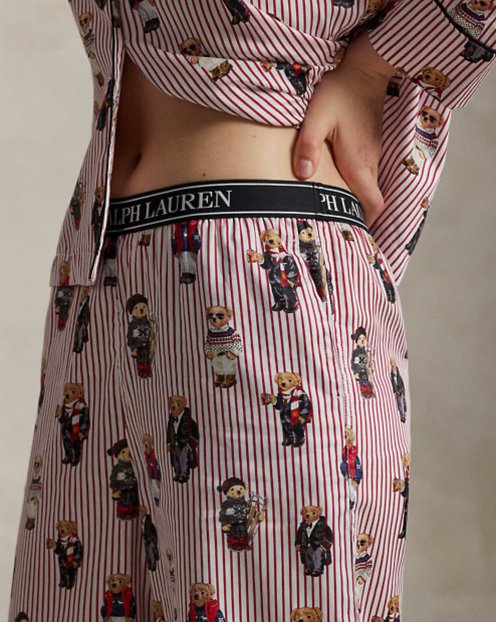 Polo Bear Cotton Sateen Pajama Set in Bear Red