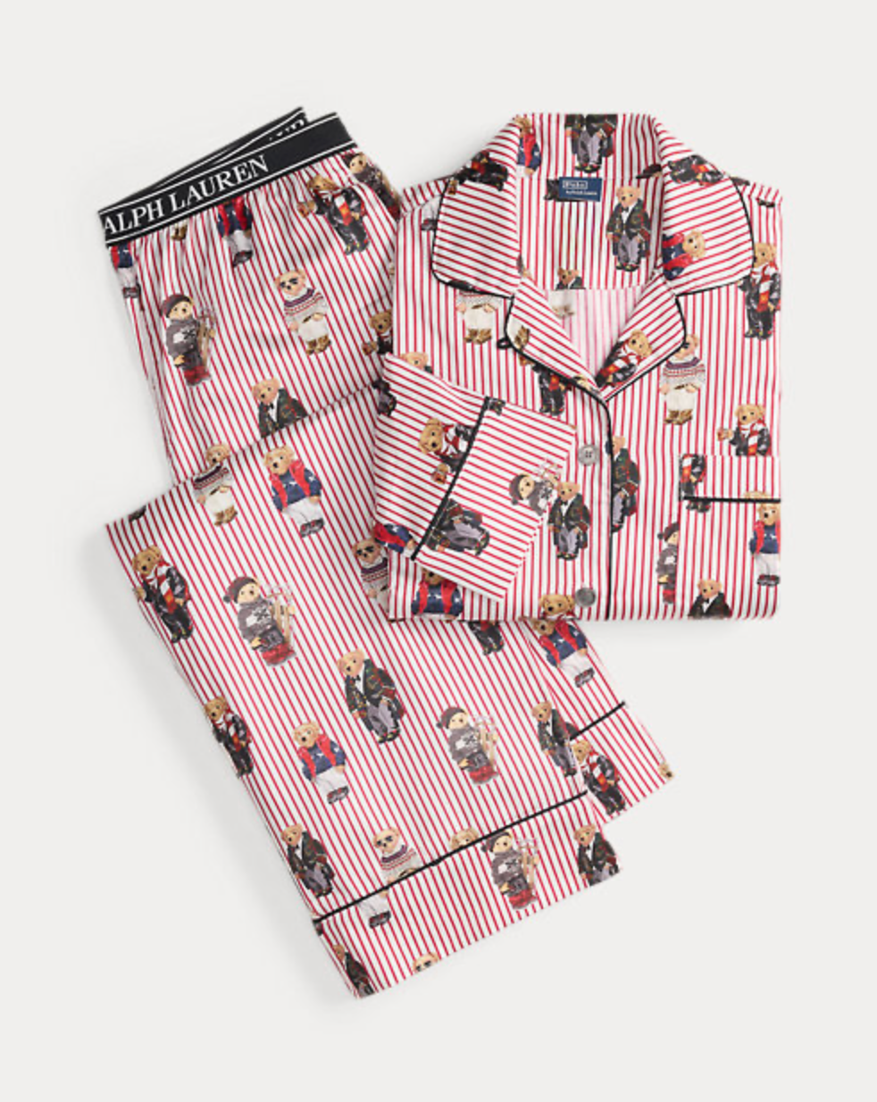 Polo Bear Cotton Sateen Pajama Set in Bear Red