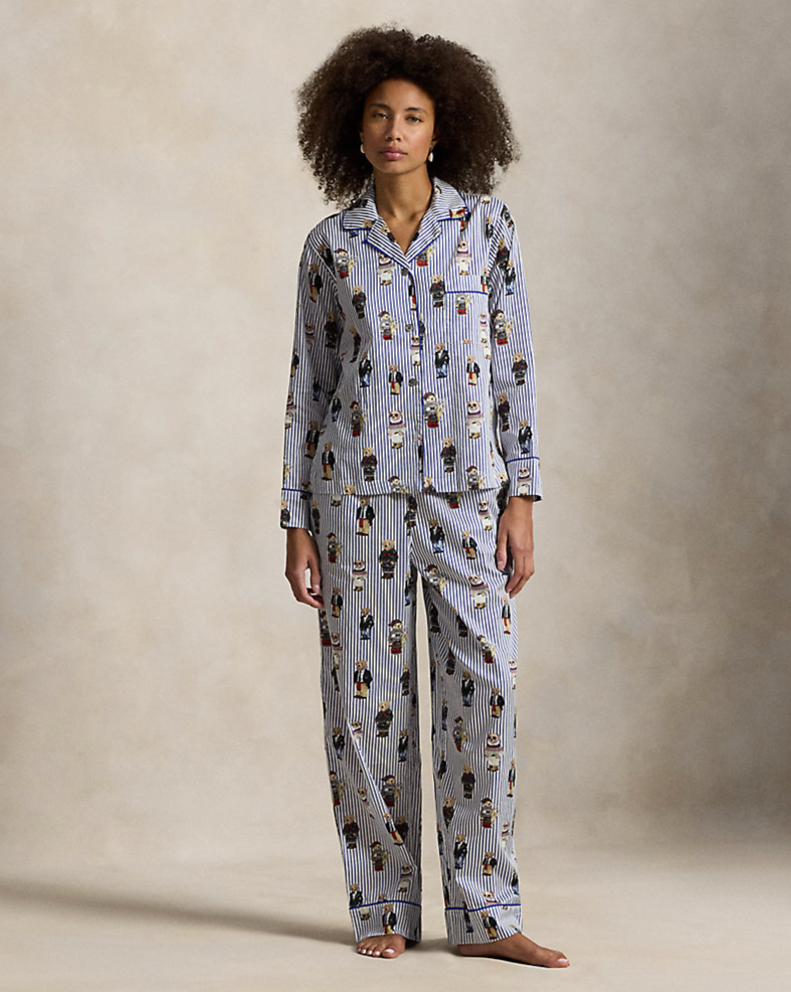 Polo Bear Cotton Sateen Pajama Set in Snowfall Blue