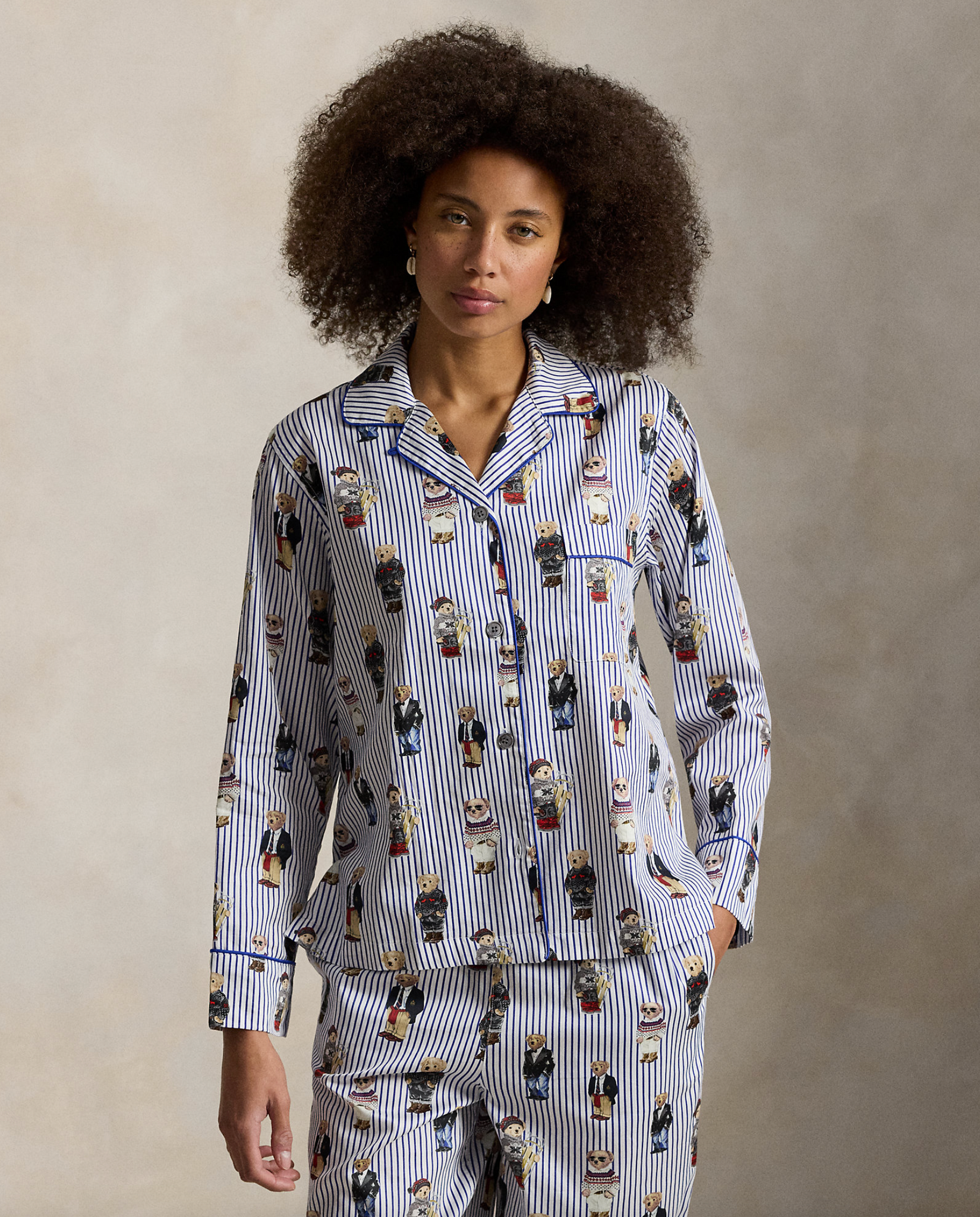 Polo Bear Cotton Sateen Pajama Set in Snowfall Blue