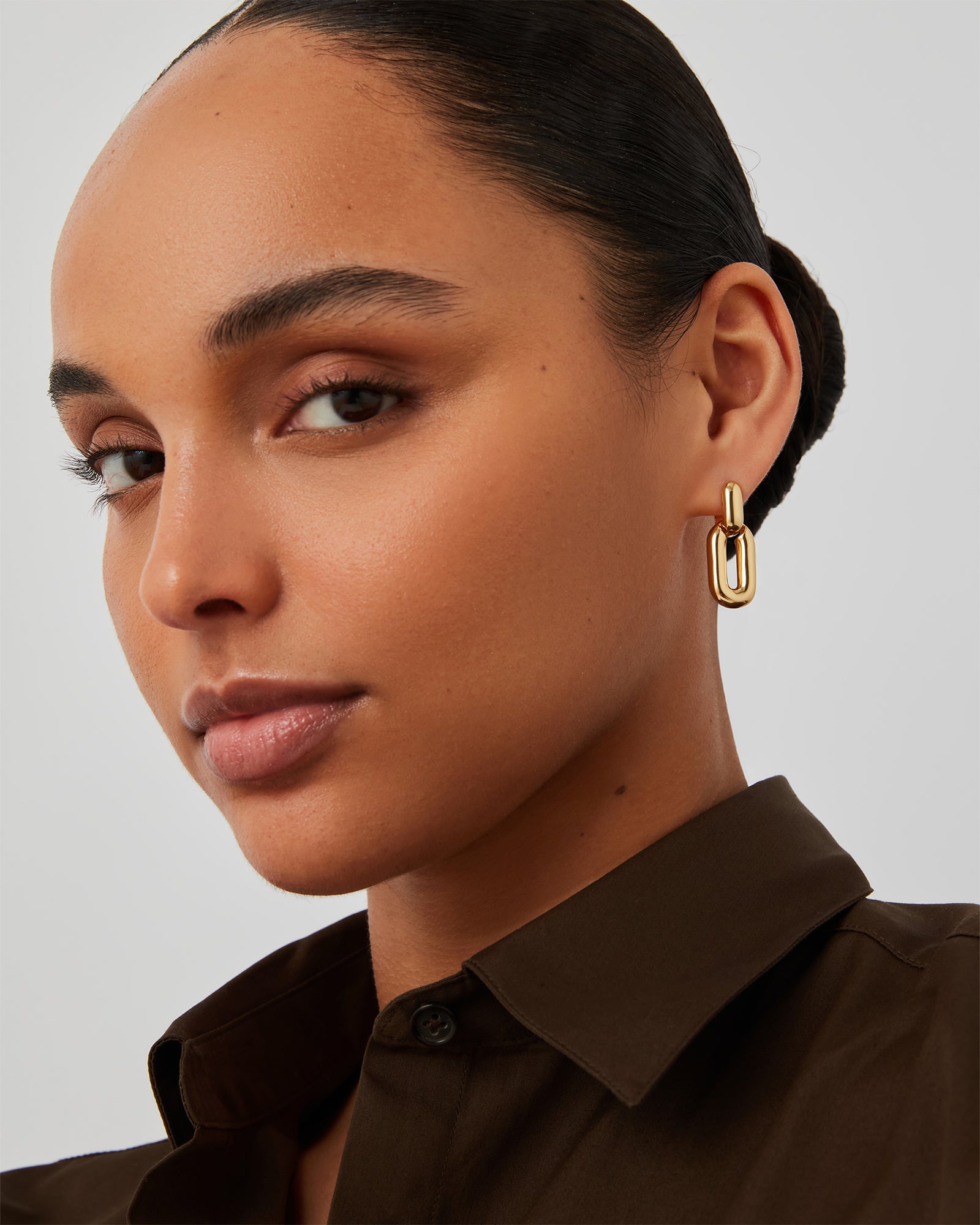 Puffy Detachable Link Earrings in Gold
