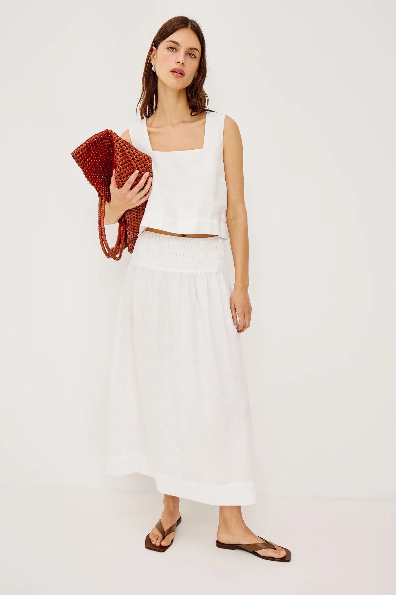 Alessa Skirt in White Linen
