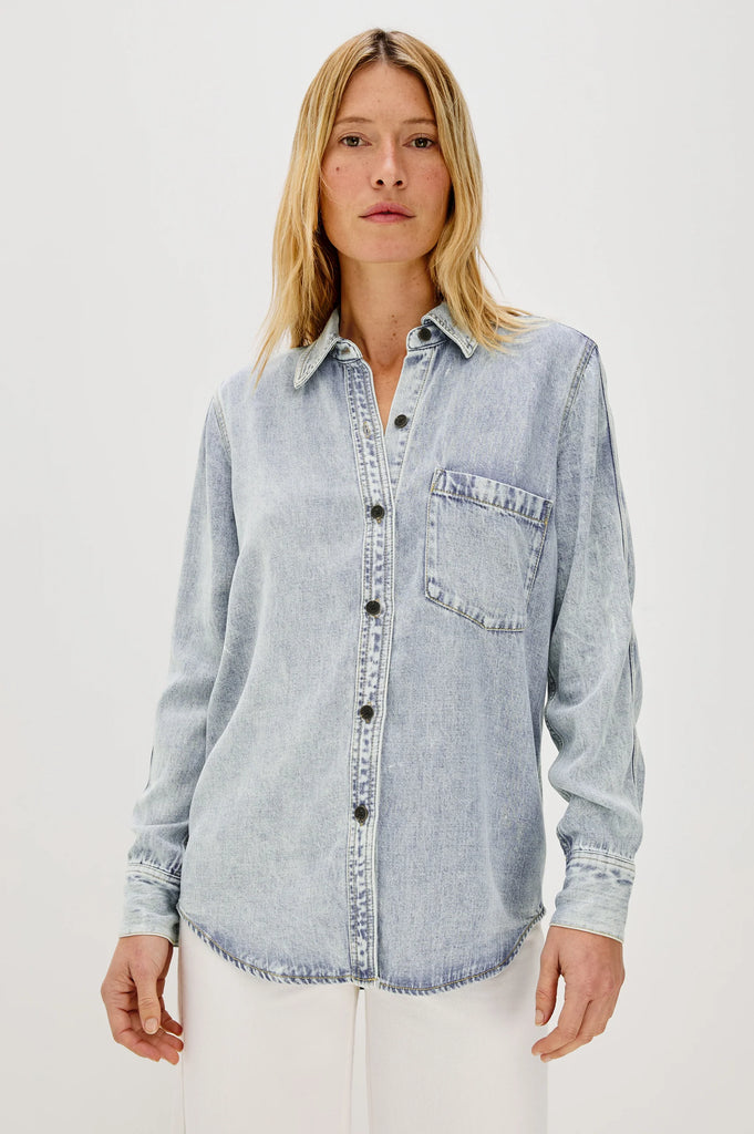 Atticus Shirt in Bleached Indigo