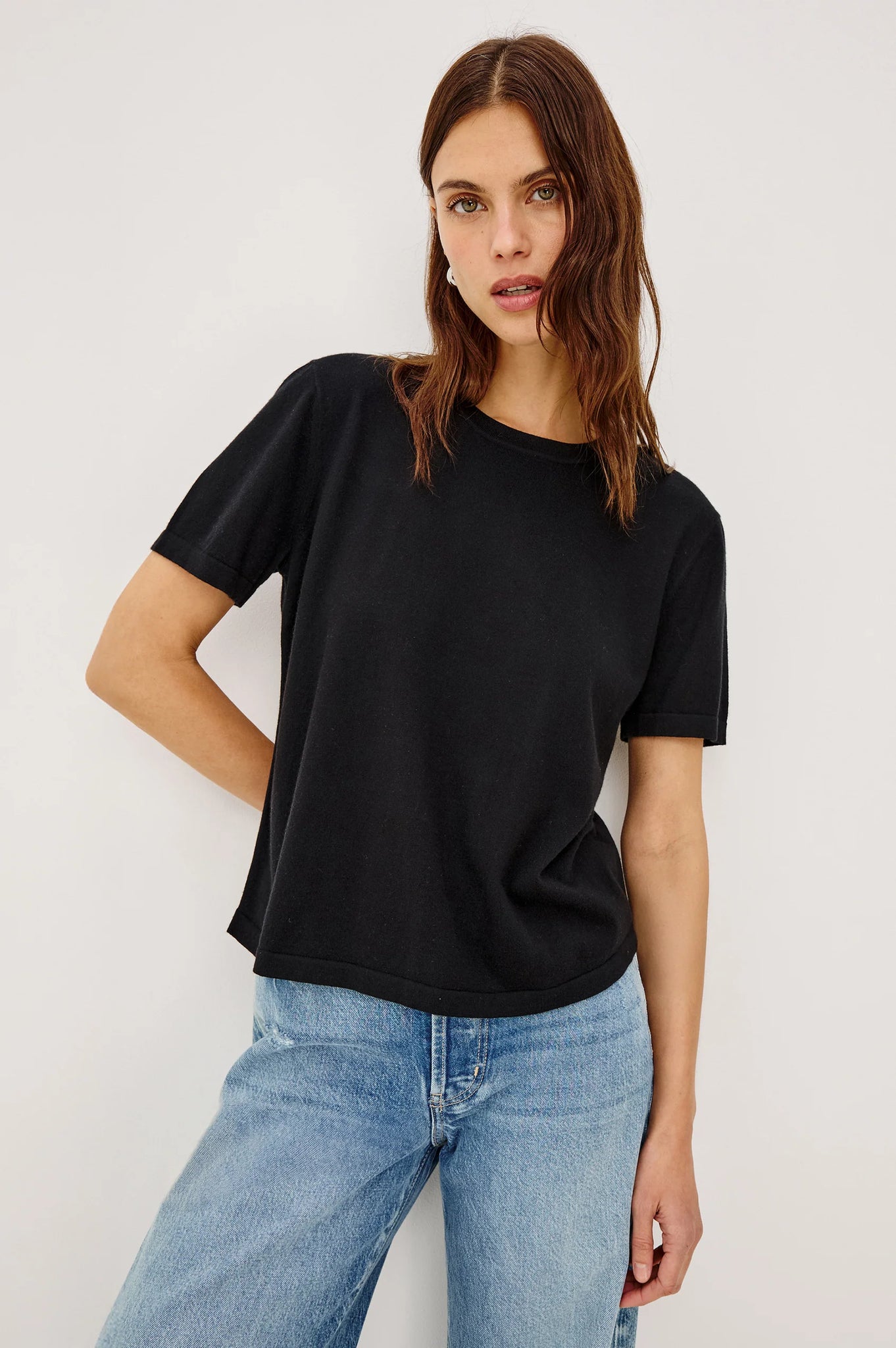 Cotton Cashmere T-Shirt in Black
