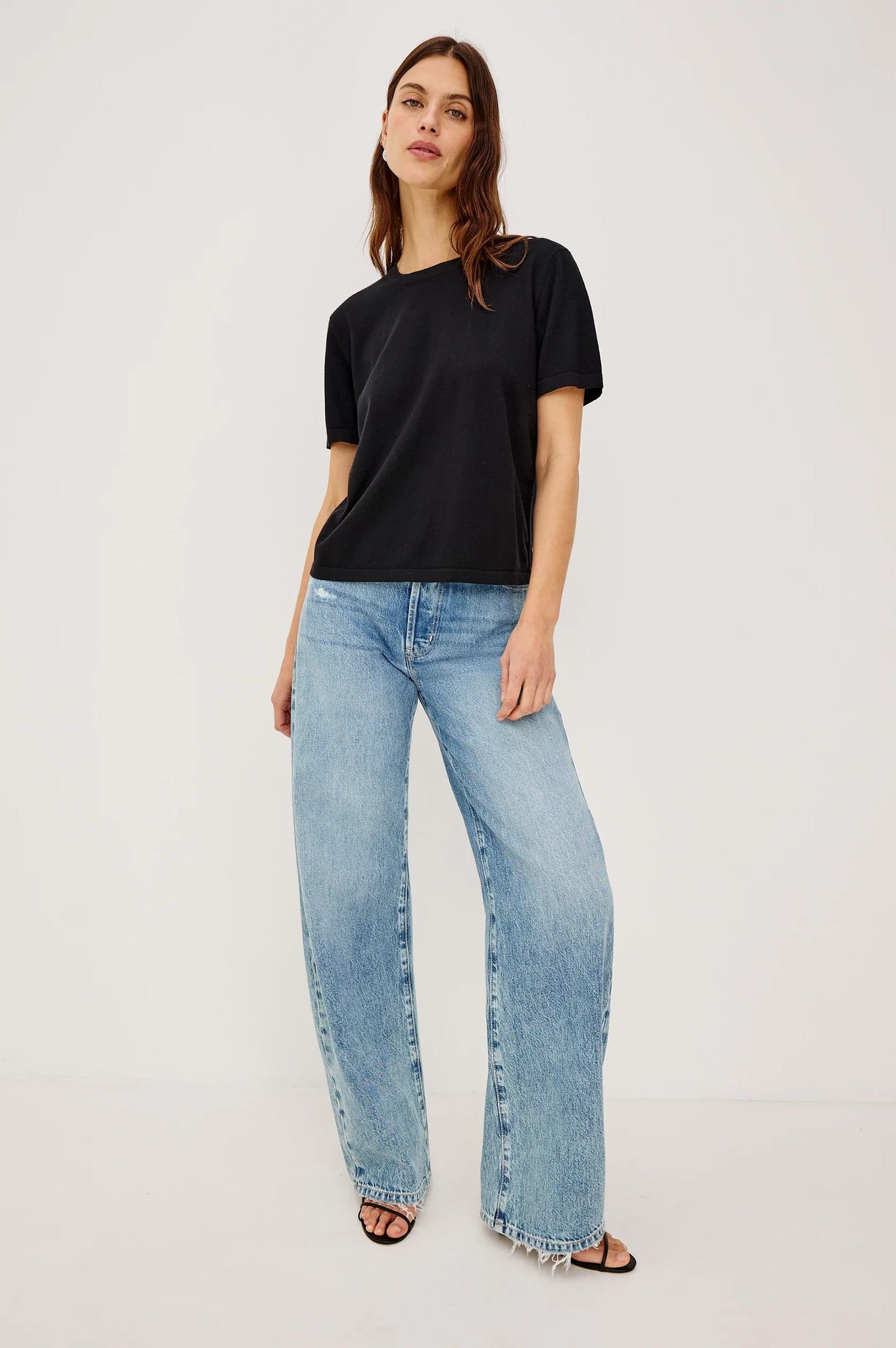 Cotton Cashmere T-Shirt in Black