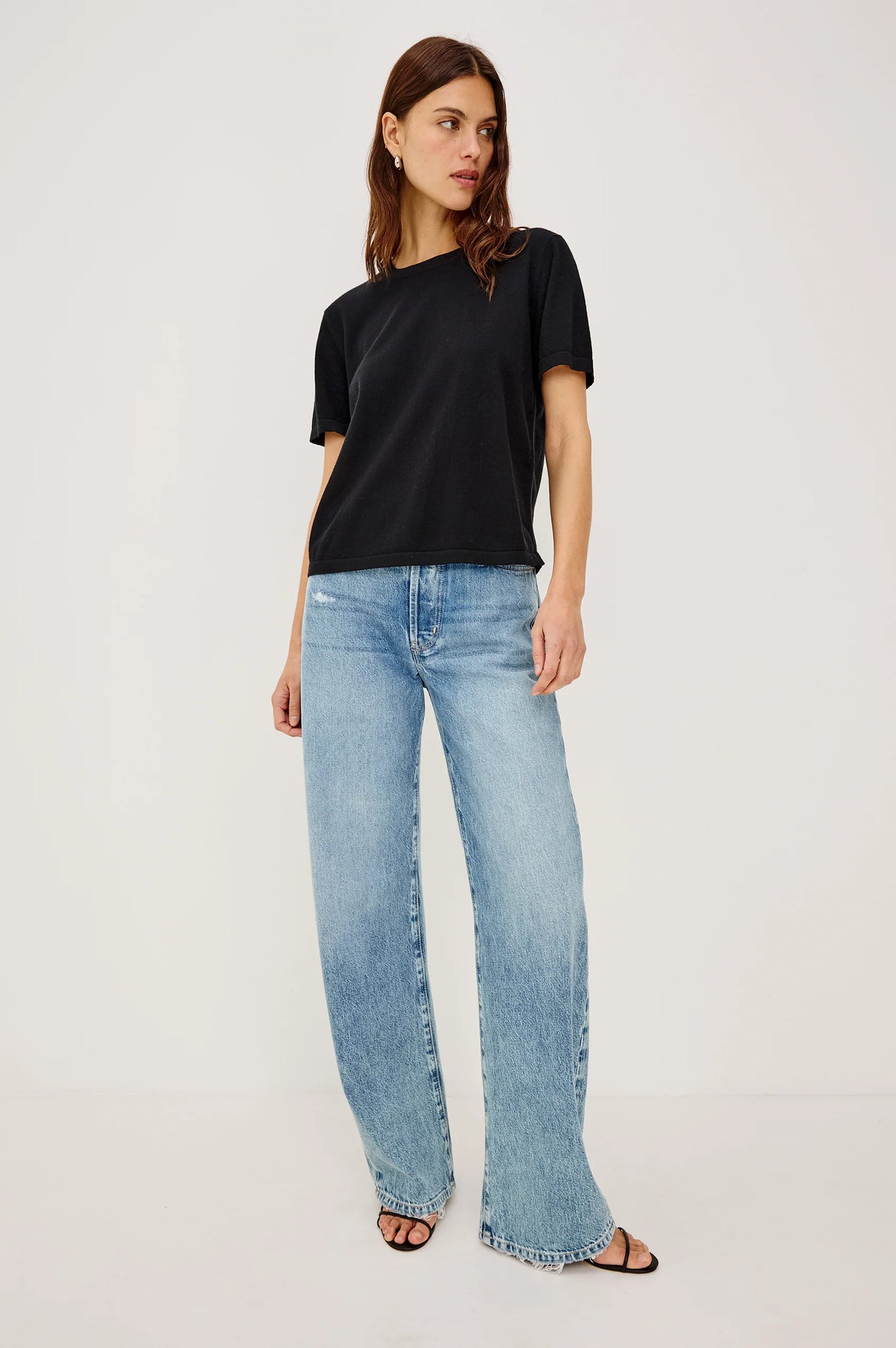 Cotton Cashmere T-Shirt in Black