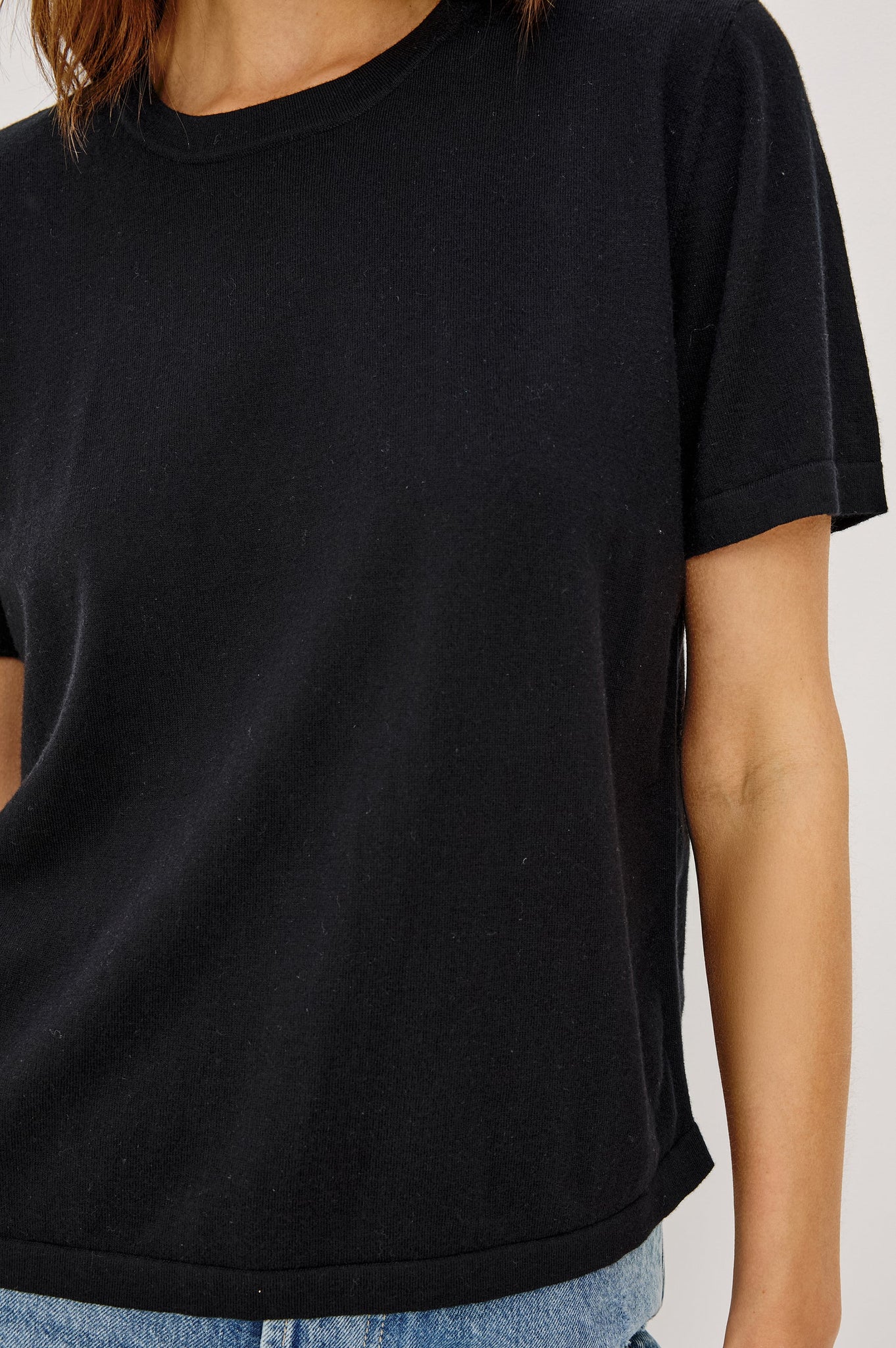 Cotton Cashmere T-Shirt in Black