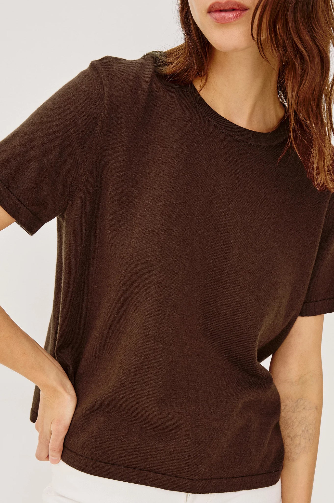Cotton Cashmere T-Shirt in Espresso