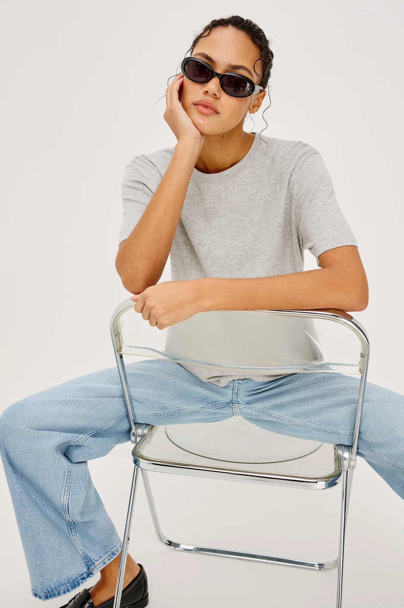 Cotton Cashmere T-Shirt in Heather Grey