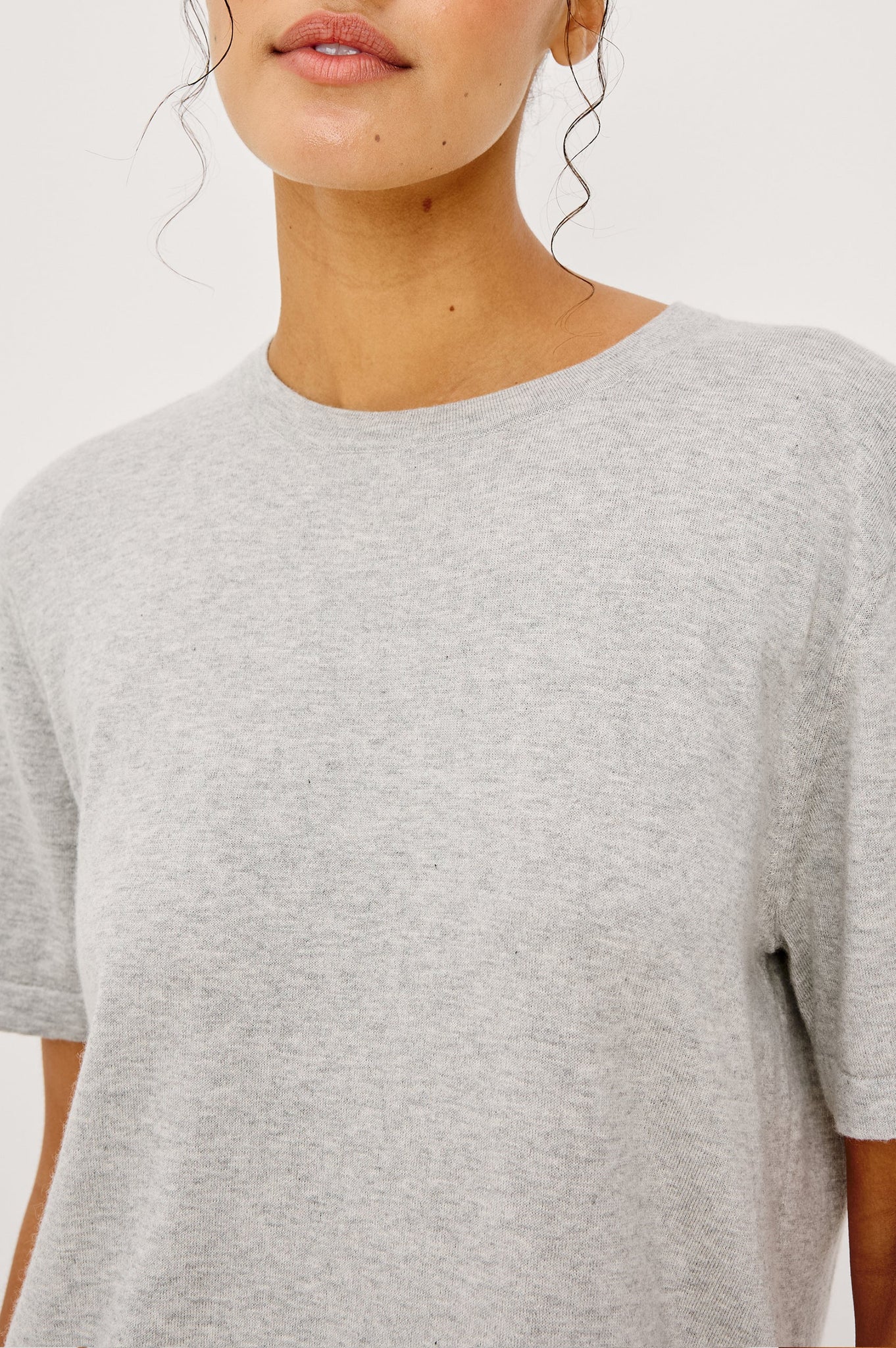 Cotton Cashmere T-Shirt in Heather Grey