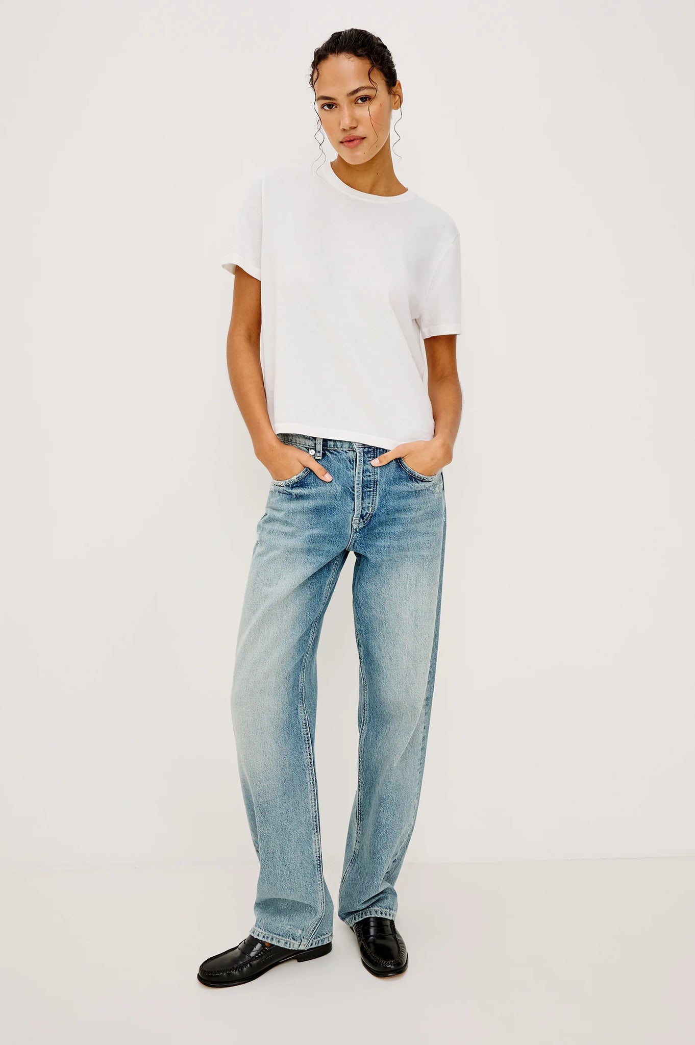 Cotton Cashmere T-Shirt in White