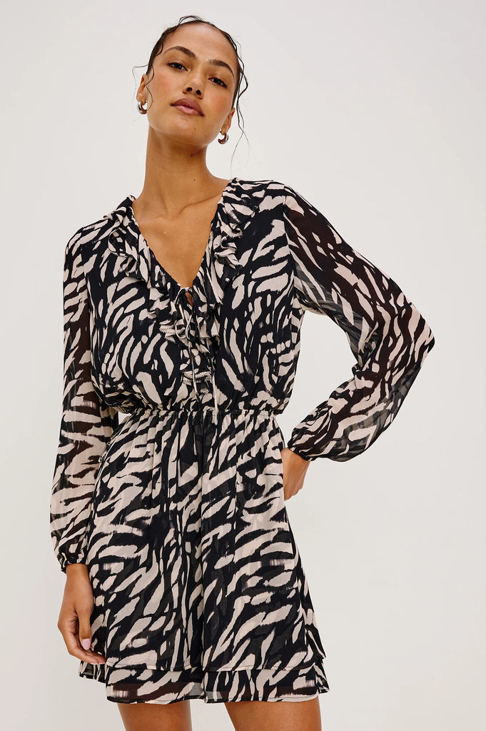 Lucresia Dress in Ivory Tiger Stripe