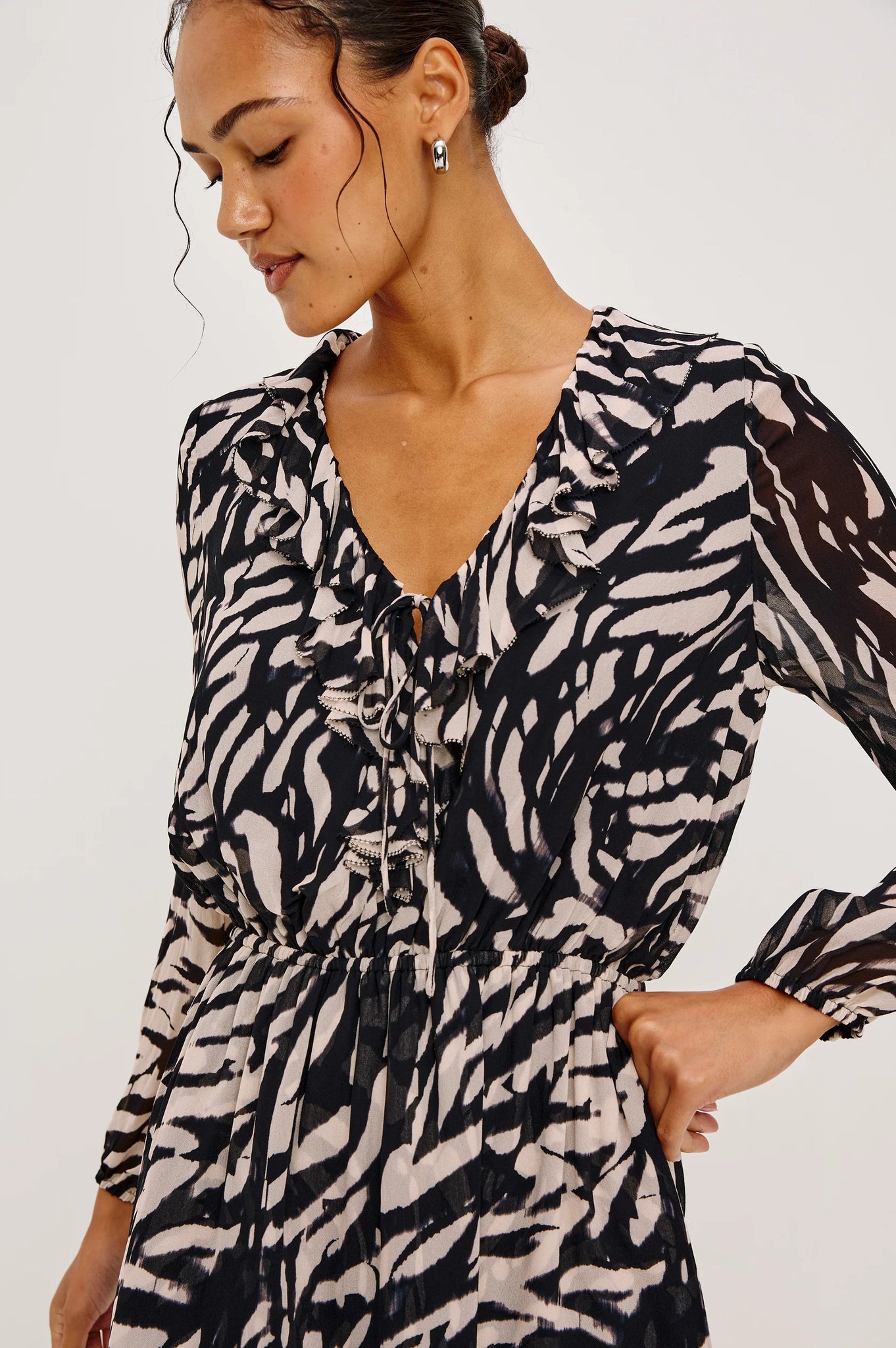 Lucresia Dress in Ivory Tiger Stripe