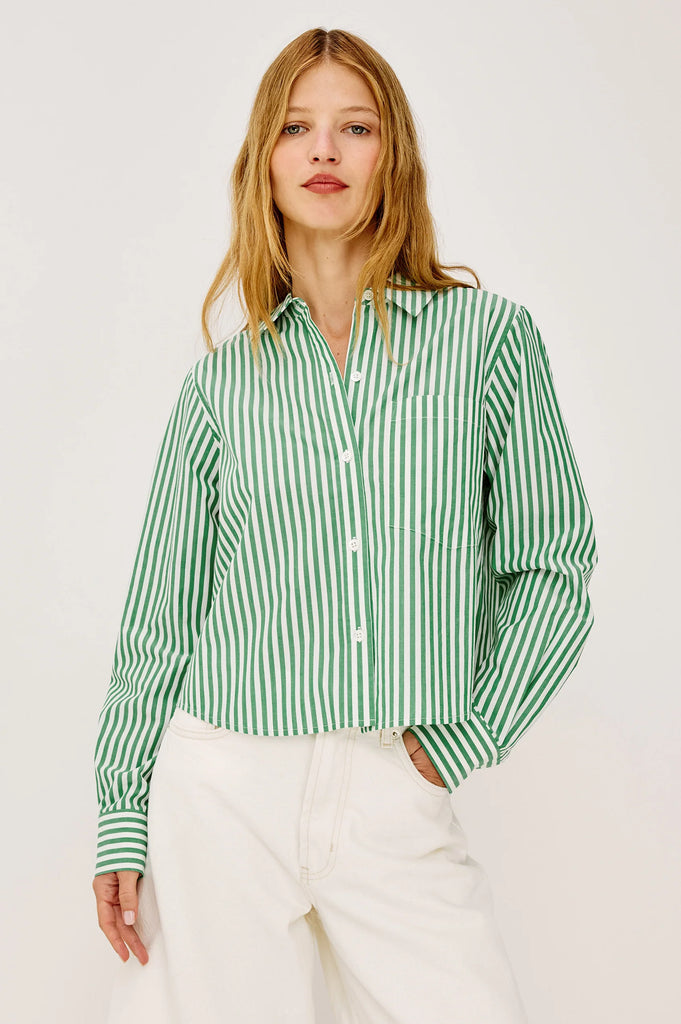 Ramy Shirt in Emerald Stripe