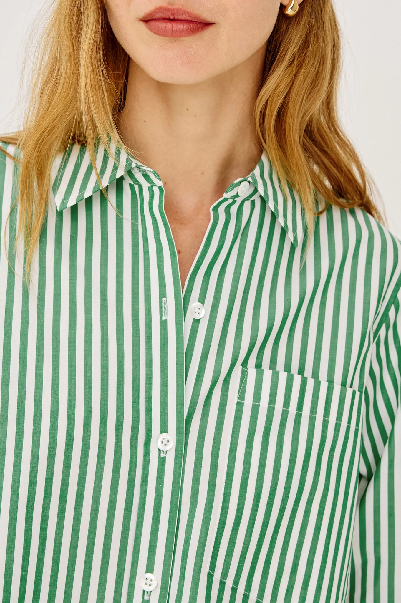 Ramy Shirt in Emerald Stripe