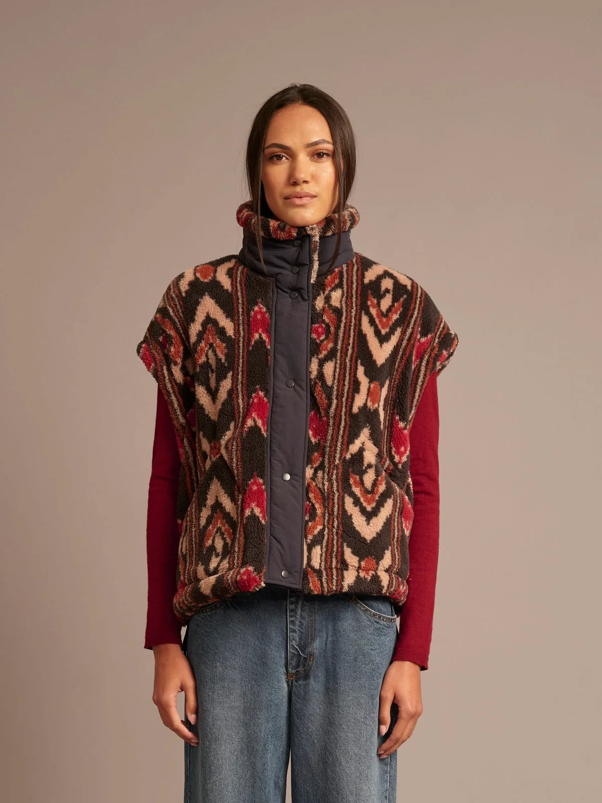 Ravena Vest in Black Ikat