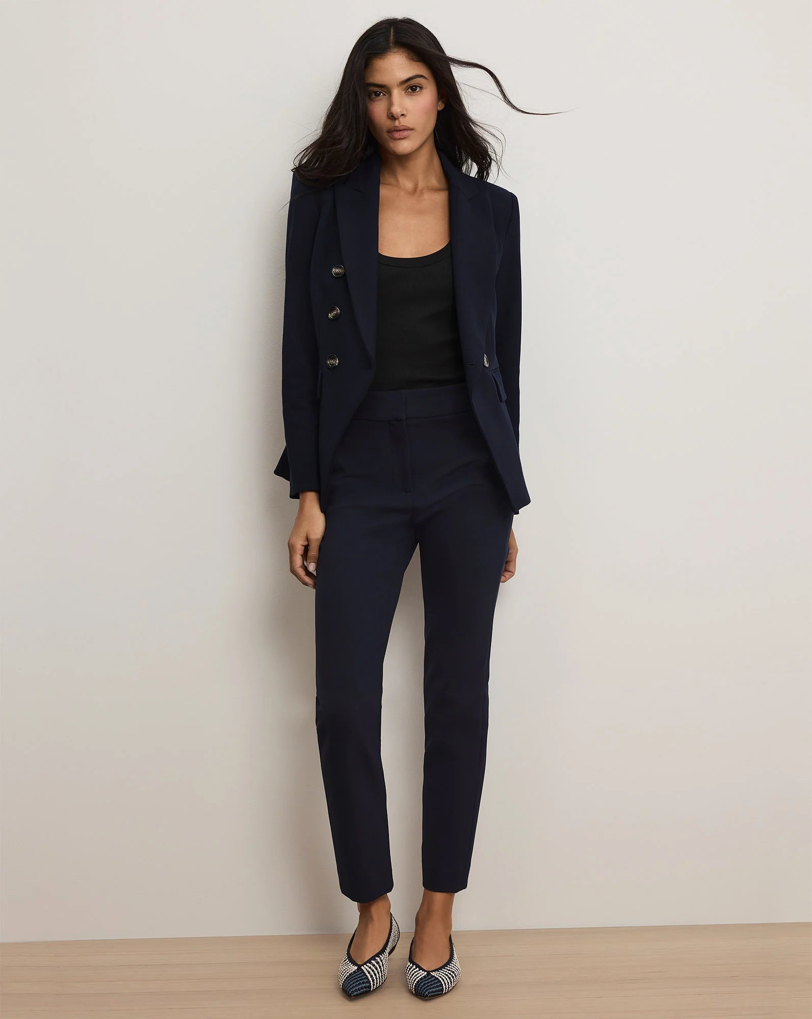 Renzo Clean Waistband Pant in Navy