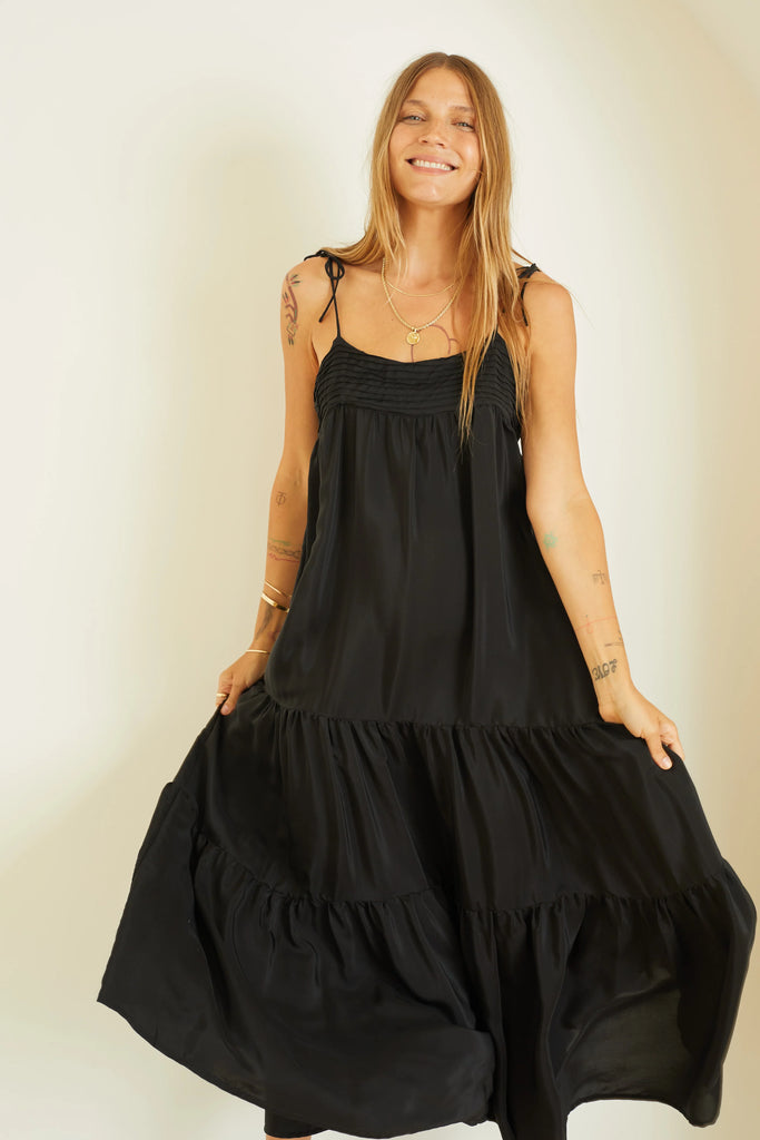 Melanie Dress in Black Silk