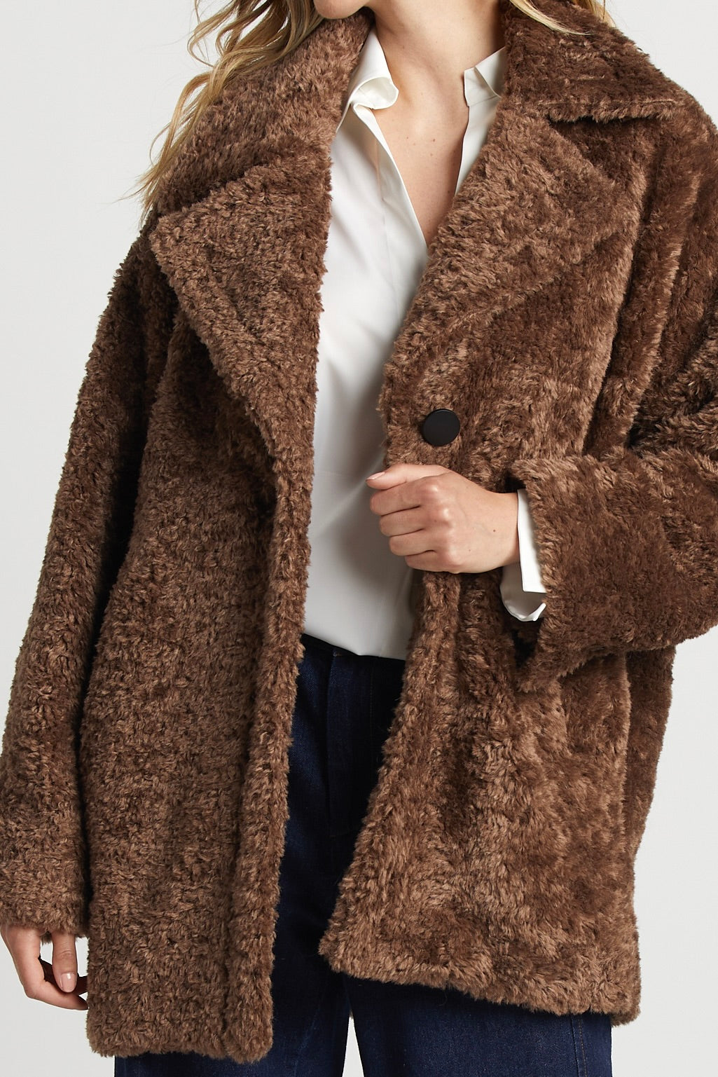 Saskia Faux Fur Coat in Toffee