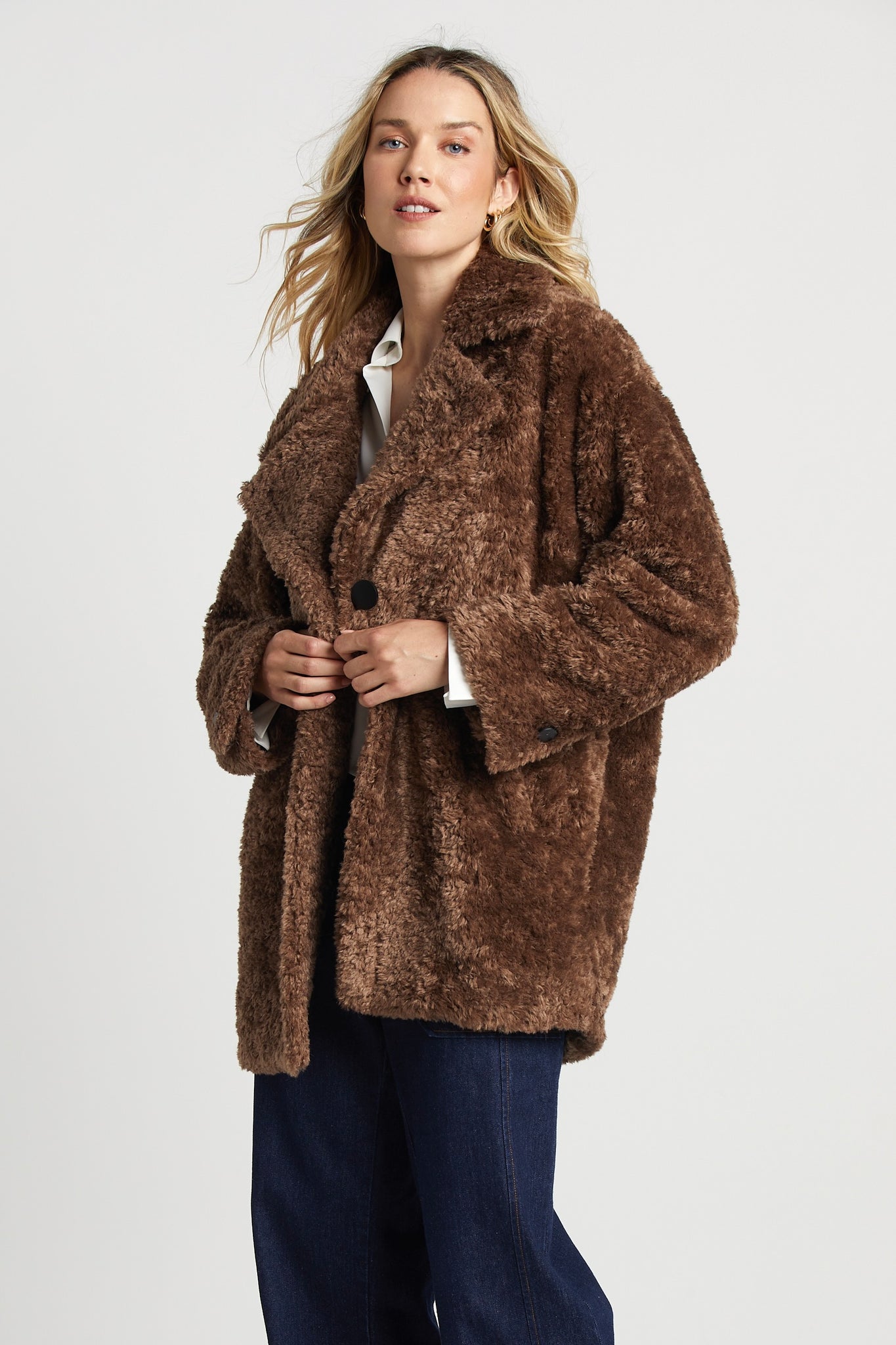 Saskia Faux Fur Coat in Toffee