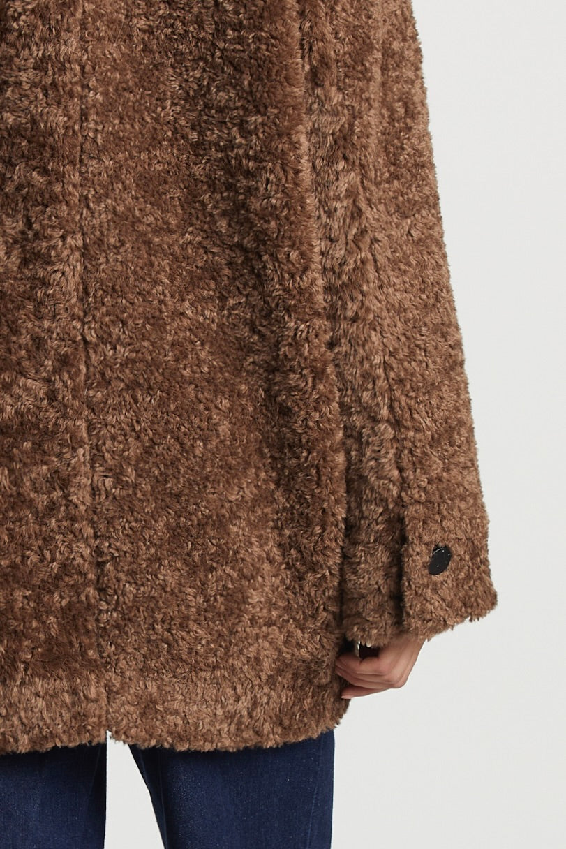 Saskia Faux Fur Coat in Toffee