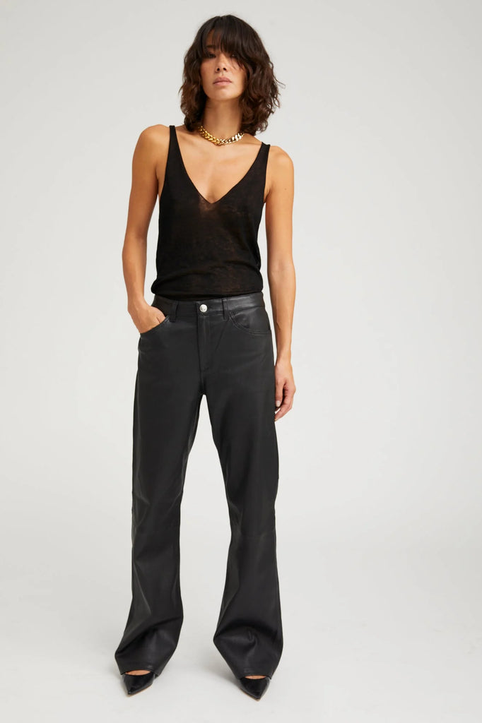 Leather Carpenter Pants in Black