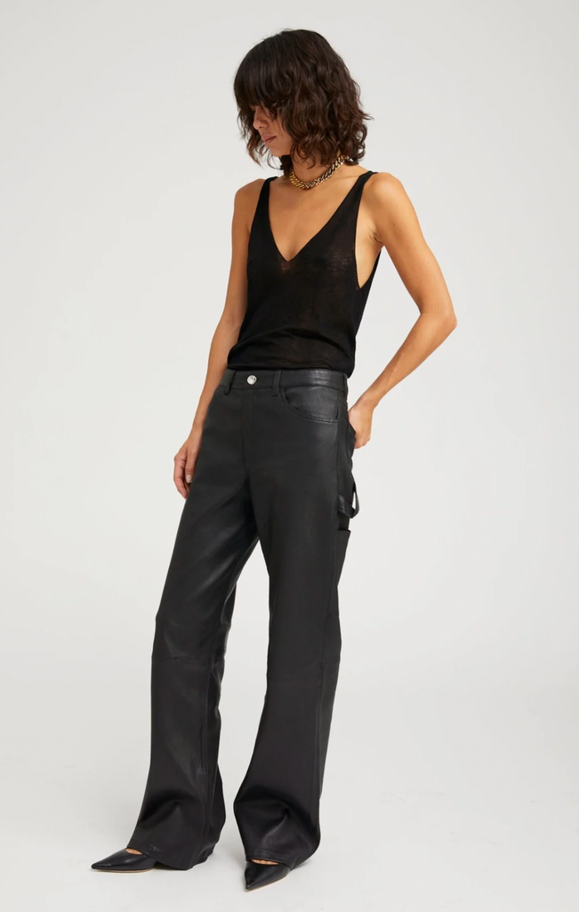 Leather Carpenter Pants in Black