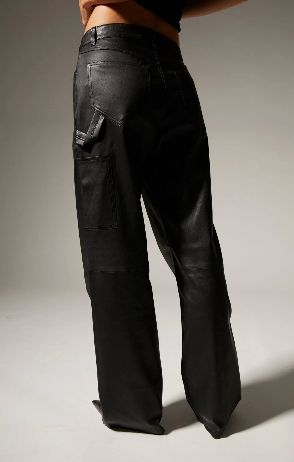 Leather Carpenter Pants in Black