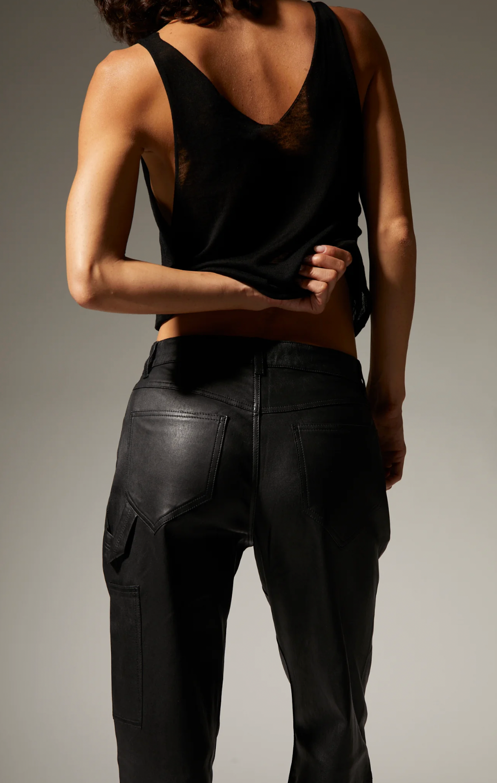 Leather Carpenter Pants in Black