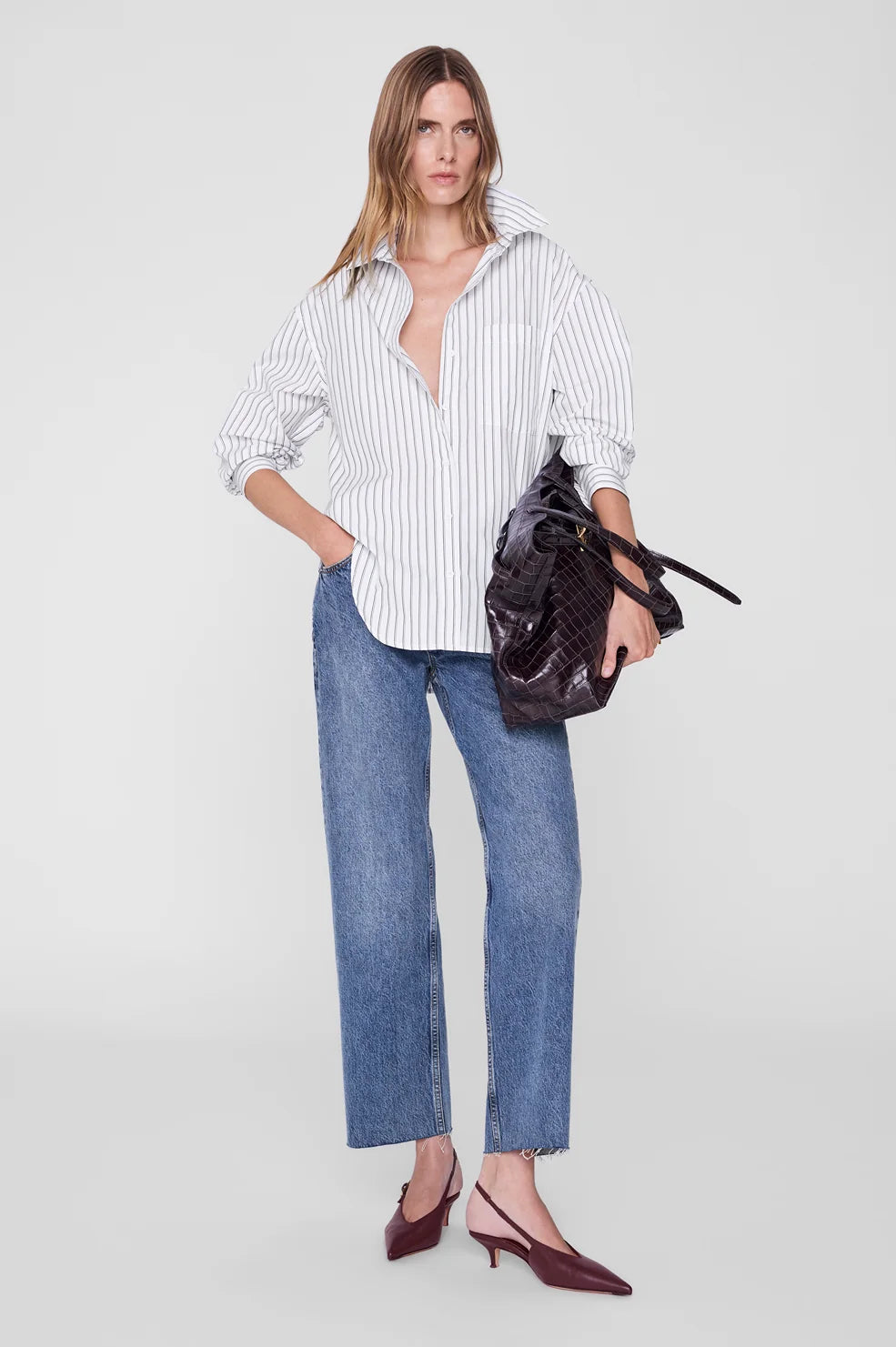 Scott Shirt in White and Black Stripe